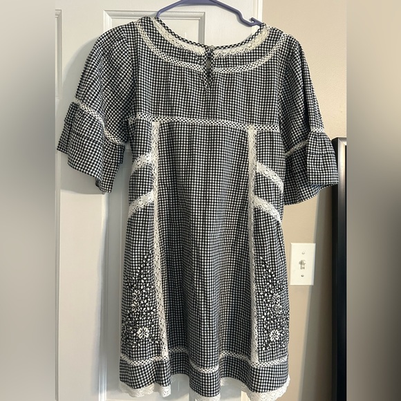 Free People Women’s Sunny Day Shirt Dress (crochet lace gingham embroidery) - Picture 4 of 8